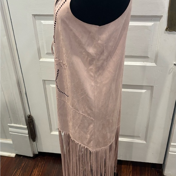 Jessica Simpson Tasmania Pink Fringe Floor Length Western Vest NWOT Sz Sm - Picture 3 of 9